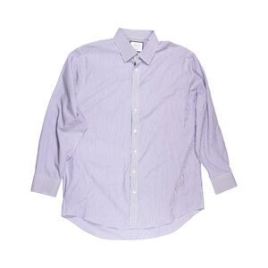 Charles Tyrwhitt Mens Dress Shirt Non Iron 17/34 Poplin Bengal Striped Blue